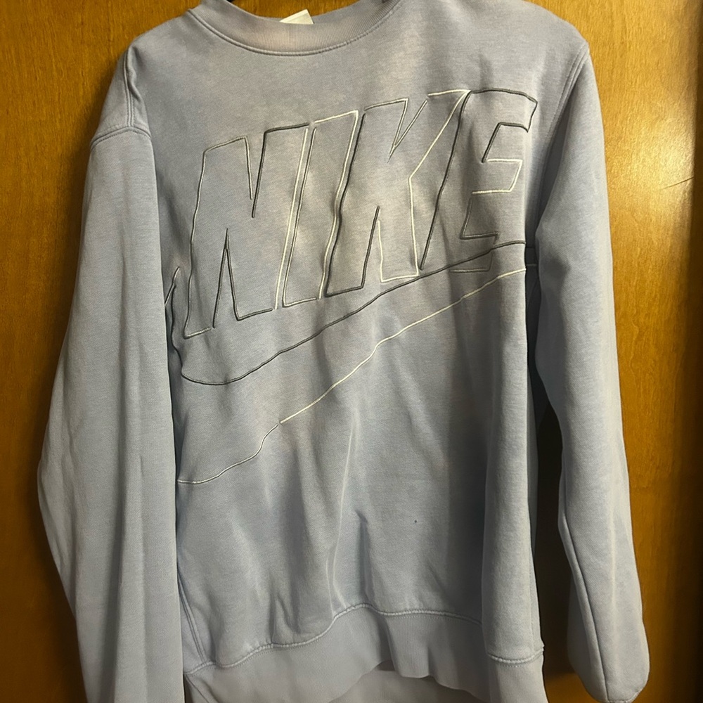 Nike Blue Crewneck Sweater with Textured Logo